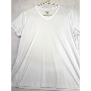 Reel Legends Mens L Performance V-Neck Shirt White Quick‎ Dry UPF Polyester Tee